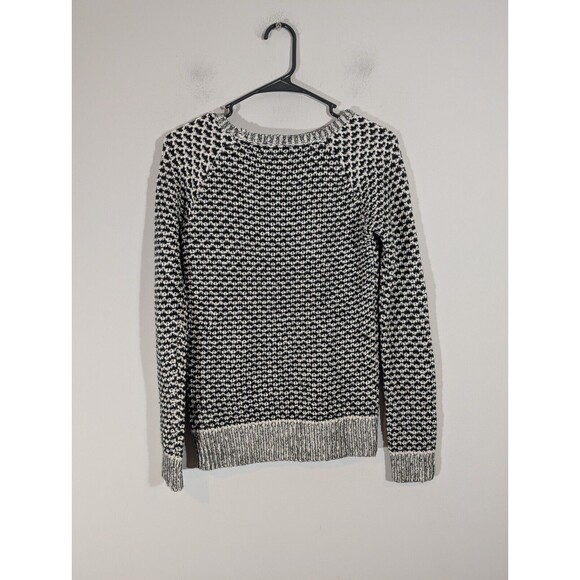 Anthropologie Sparrow Women Wool Blend Knit Sweater Black Sz S White Crew Neck - Picture 2 of 7